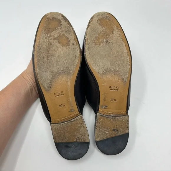 Gucci Black Leather Horsebit Backless Mules with Gold Hardware - Picture 9 of 11